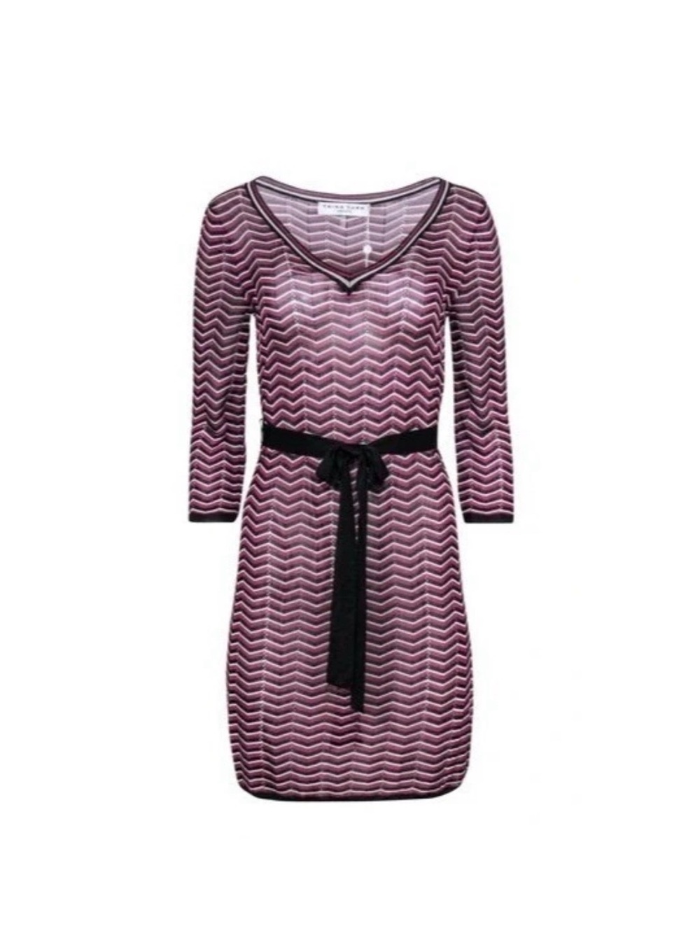Trina Turk Chevron Belted Sweater Dress with Slip M BNWT